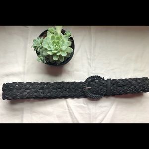 Wet Seal Black Braided Leather Belt